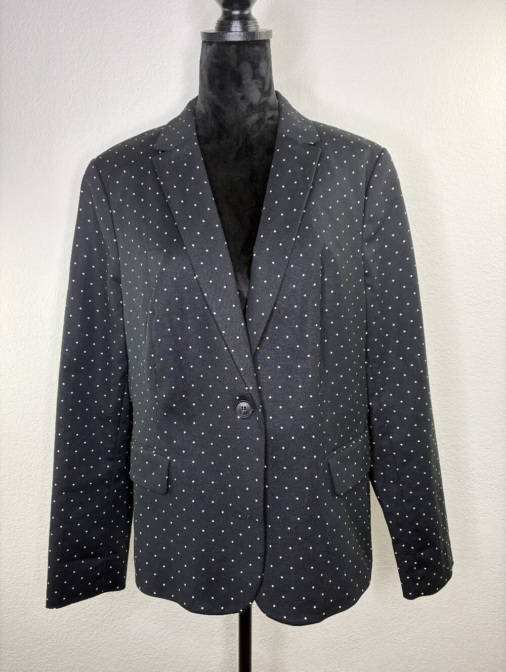 Liz Claiborne Career Black White Polka Dot Blazer XL